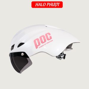 Nón POC P01 Trắng Bóng Chữ Hồng