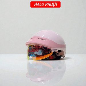 Nón Bảo Hiểm Falcon F11 Hồng Pastel Kính REVO Cam