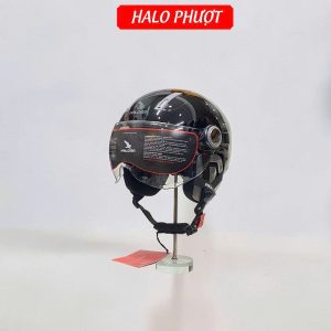 Nón Bảo Hiểm Falcon F17 Đen Bóng (Tặng Ốp Tai)