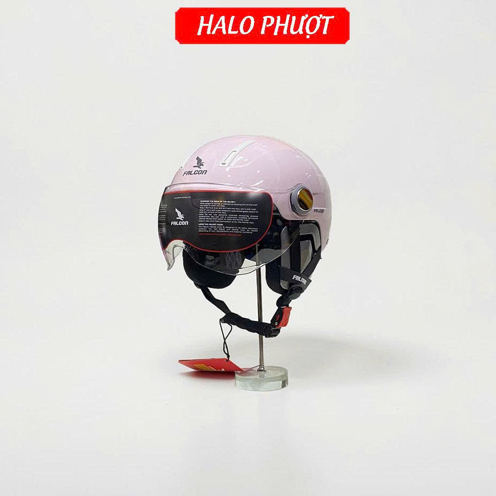 Nón Bảo Hiểm Falcon F17 Hồng Bóng (Tặng Ốp Tai)