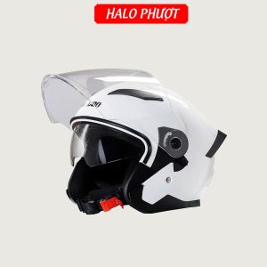 Nón Bảo Hiểm 3/4 2 Kính Falcon F15 Trắng Bóng