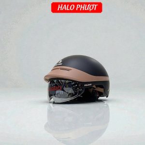Nón Bảo Hiểm Falcon F11 Đen Nhám Nâu Kính Tráng Gương