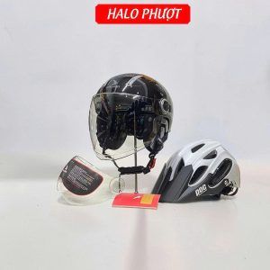 Nón Falcon F17 Đen Bóng Tặng POC P07 + Kính Dài