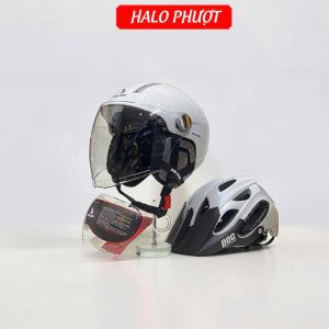 Nón Falcon F17 Trắng Tặng POC P07 + Kính Dài