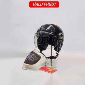 Nón Falcon F17 Đen Bóng Tặng Kính Dài