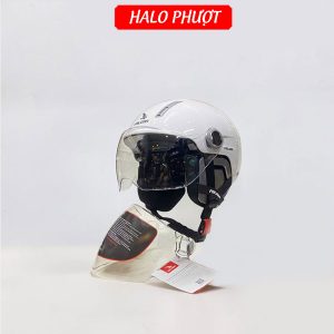 Nón Falcon F17 Trắng Bóng Tặng Kính Dài