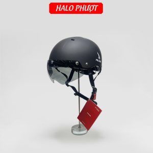 Nón Nửa Đầu Falcon F08 Đen Nhám Kính Nam Châm