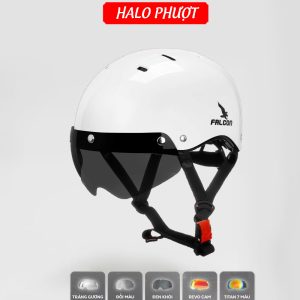 Nón Nửa Đầu Falcon F08 Trắng Kính Nam Châm