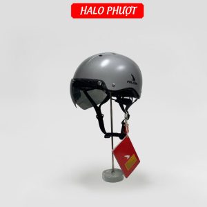 Nón Nửa Đầu Falcon F08 Xám Nhám Kính Nam Châm