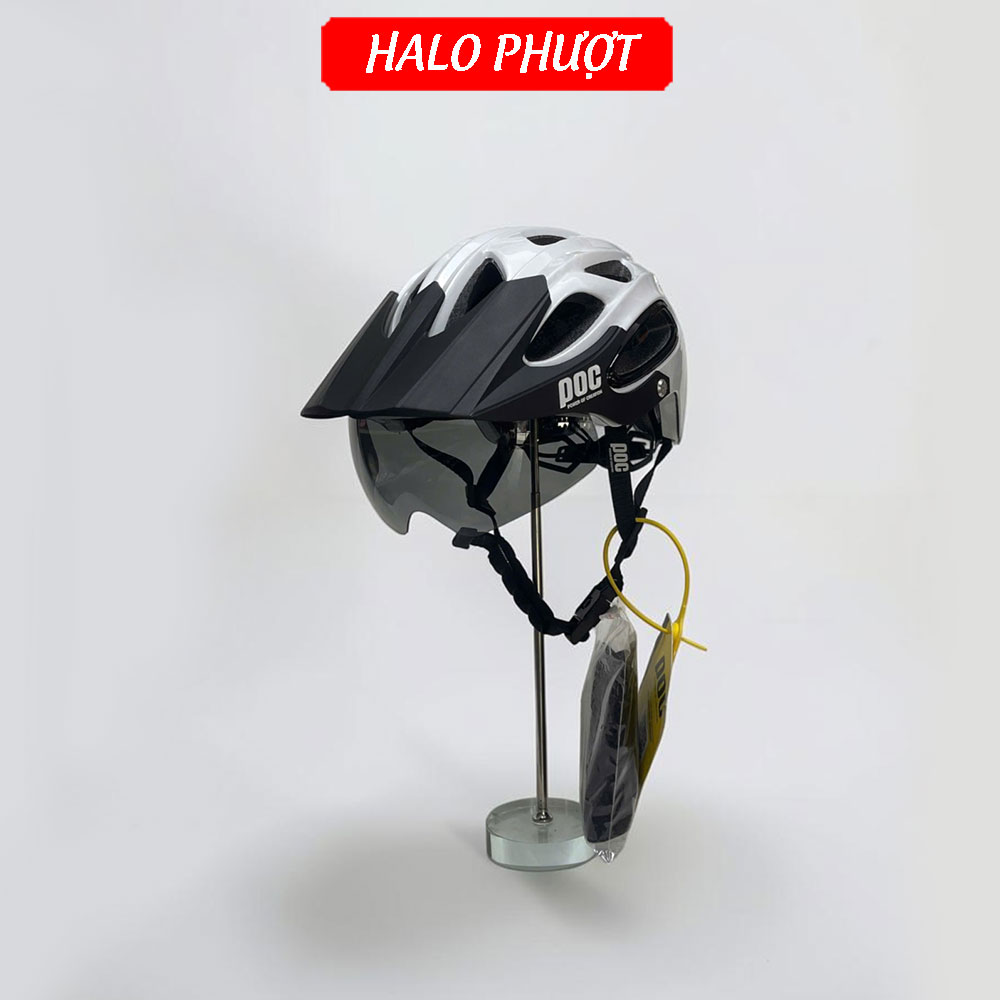 Nón POC P07 Trắng Bóng độ kính nam châm