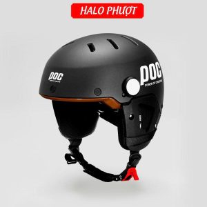 Nón POC P05 V2 Đen Nhám Viền Nâu (tặng ốp tai)